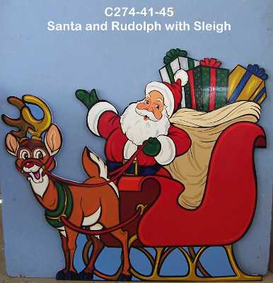 C285Santa and Rudolph with Sleigh